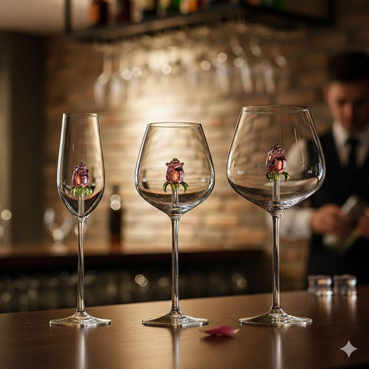 Conjunto de Taças Florais Aura – Vidro Decorativo