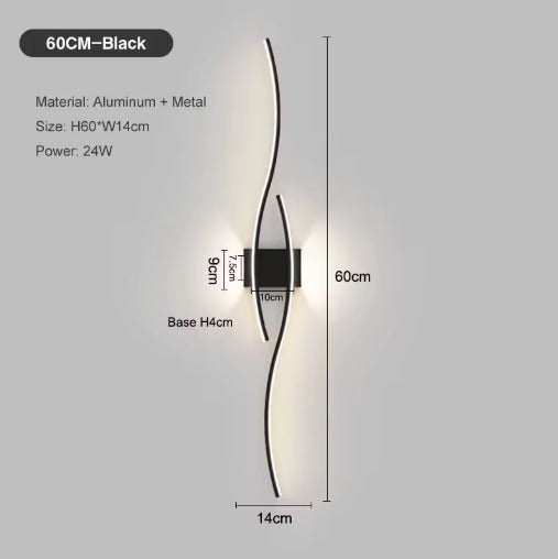 Luminária de Parede Wave Black – 60 cm